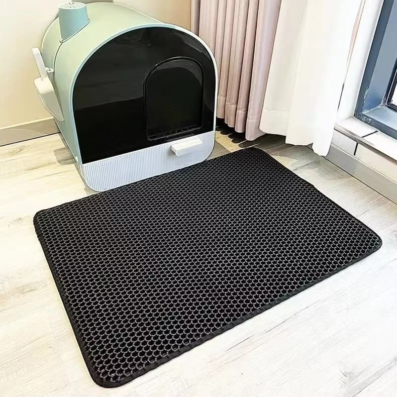 Double-layer Eco-friendly Cat Litter Trapping Mat with Honeycomb Design Soft Pet Mat